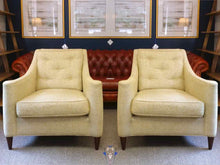 Pair of Emerson Bentley  Modern Chairs W/ Gold Tweed Fabric