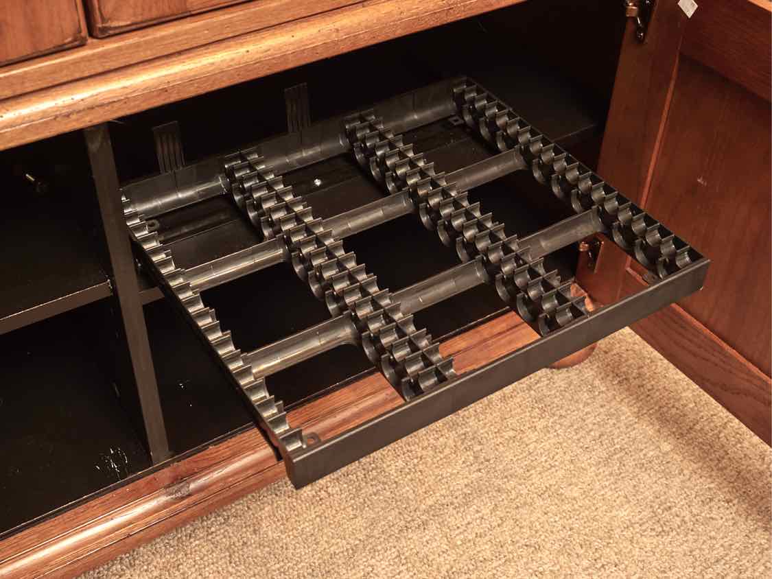 Mission Style Stained Oak 2 Glass Door 4 Panel Door Media Furniture