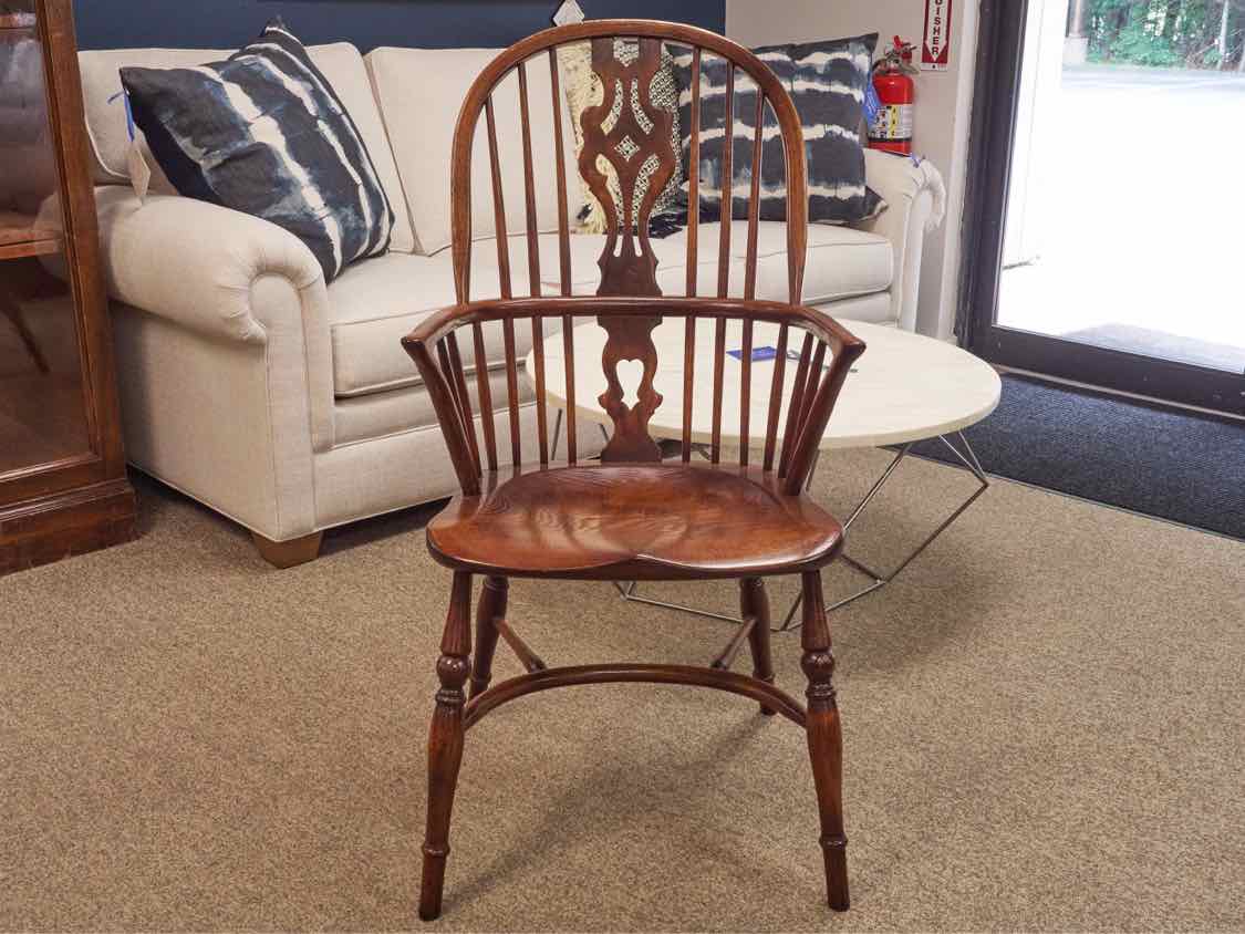 Antique Colonial Solid Oak Arm Chair