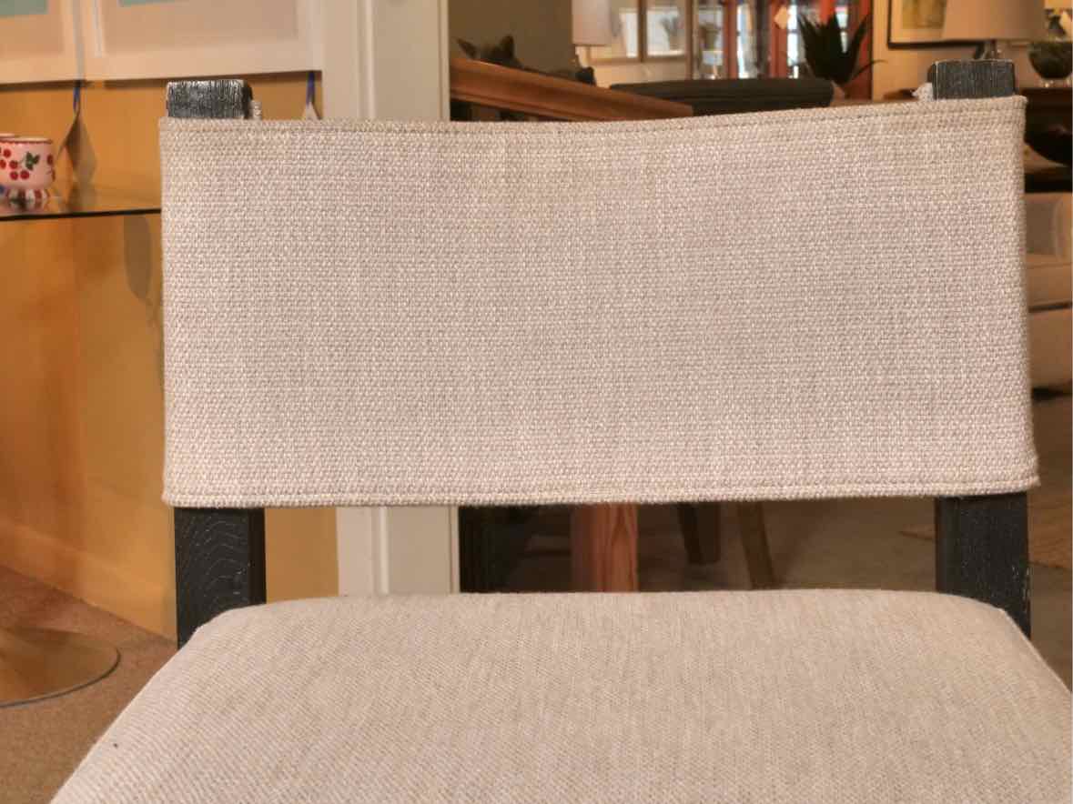Set Of 4 Restoration Hardware Saddle Fabric Counter Stools