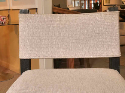 Set Of 4 Restoration Hardware Saddle Fabric Counter Stools