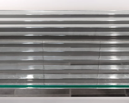 Chrome Glass Console with Modern Slatted Legs