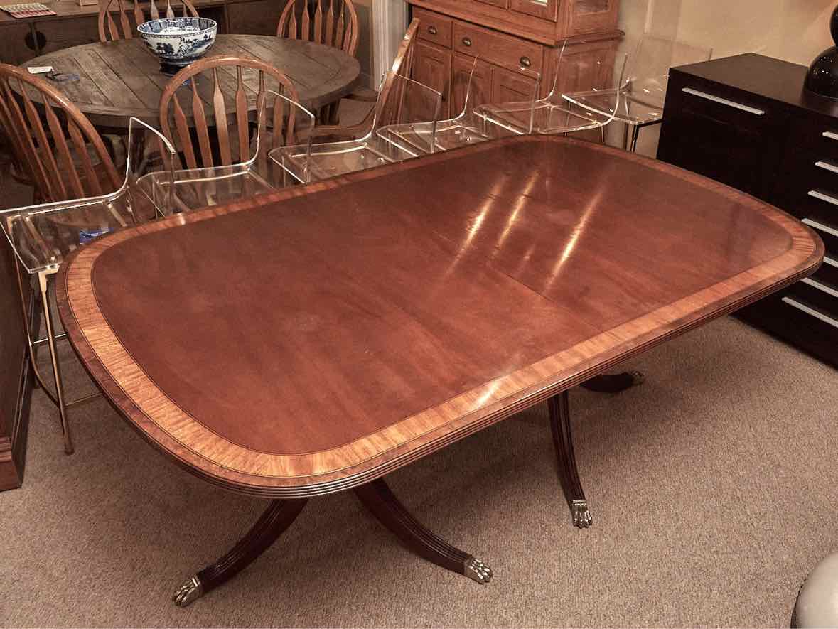 Ethan Allen Mahogany Double Pedestal Dining Table
