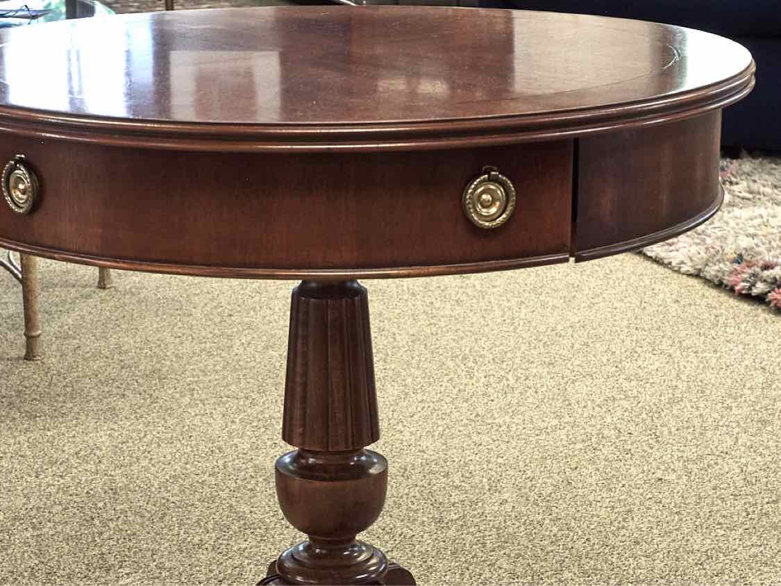 Lane Furniture Mahogany Drum Side Table