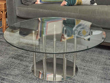 Round Contemporary Glass and Chrome Cocktail Table