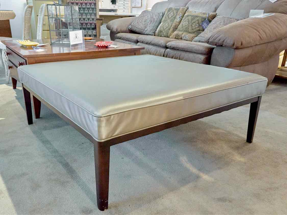 Mitchell Gold + Bob Williams Silver Faux Leather Ottoman