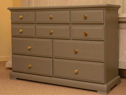 Eucalyptus Green Finish 10 Drawer Dresser with Brass Knobs