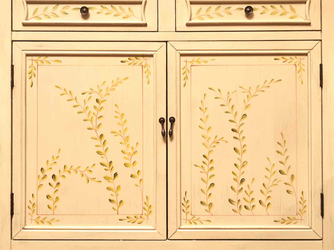 Celadon Finish Handpainted Accents 2 Drawer 2 Door Console