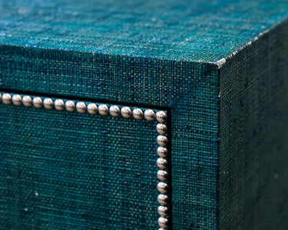 Curate Home Collection Teal Linen Wrapped Accent Table