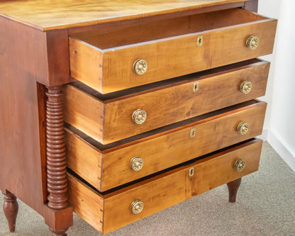 Antique Sheraton Chest in Mahogany and Tiger Maple