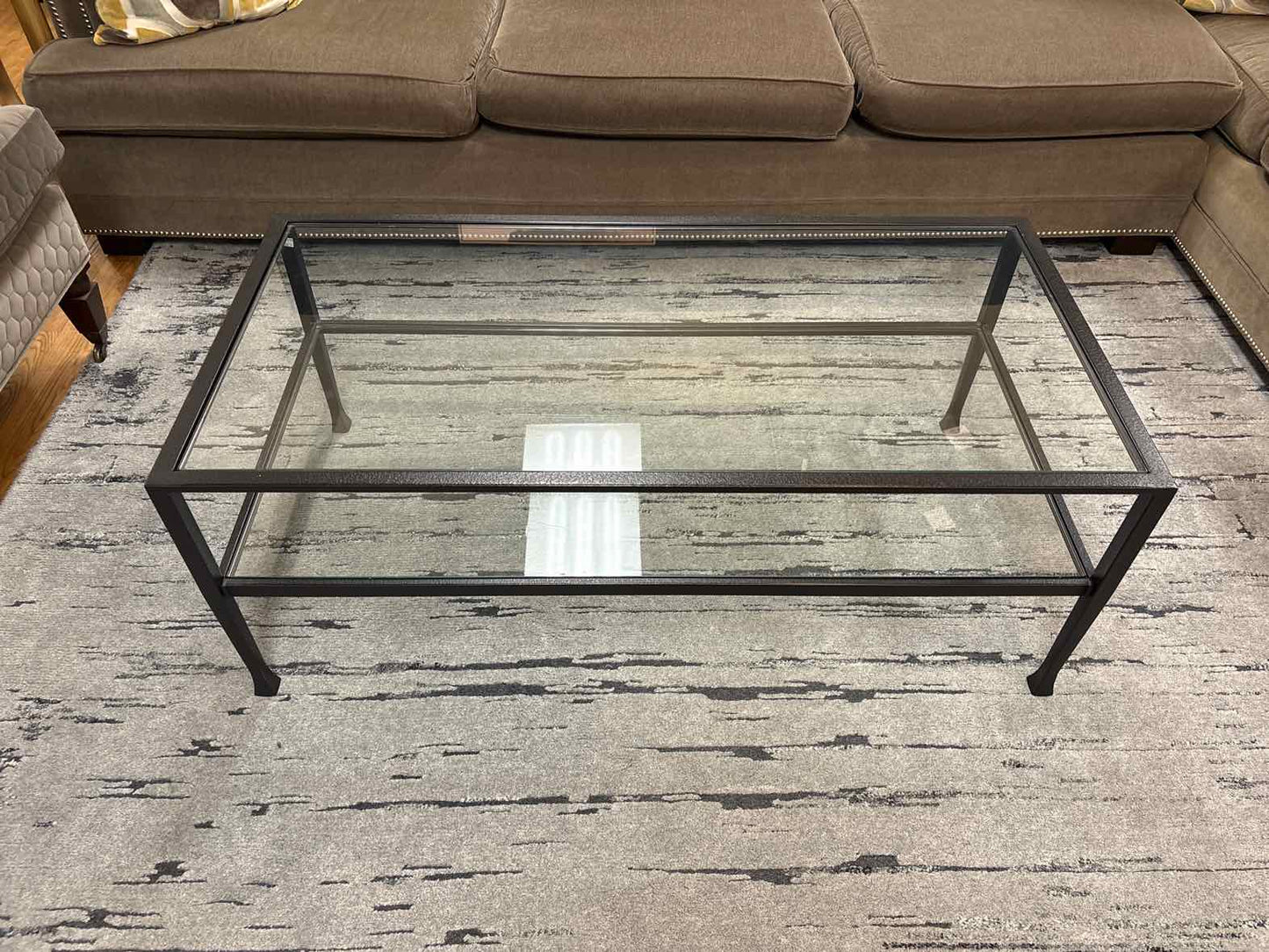 Pottery Barn 'Tanner' Glass Top Cocktail Table