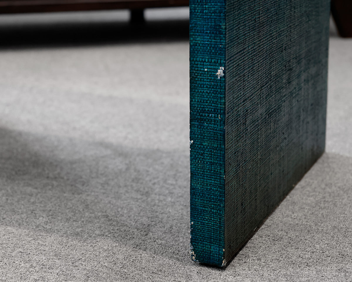 Curate Home Collection Teal Linen Wrapped Side Table