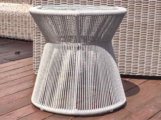 Outdoor 2  Tone Grey Accent Table with Frosted Glass Top
