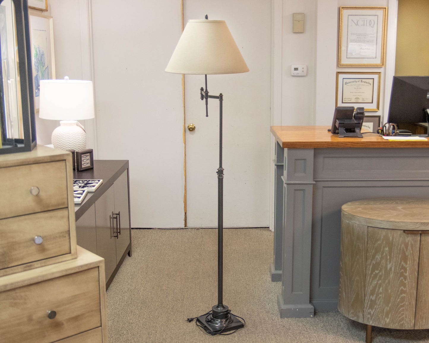 Restoration Hardware Swing Arm Adjustable Height Floor Lamp in Black