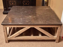 Stone Top Weathered Wood Legs Cocktail  Table