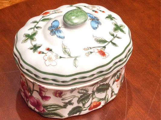 Porcelain Floral Oval Jar