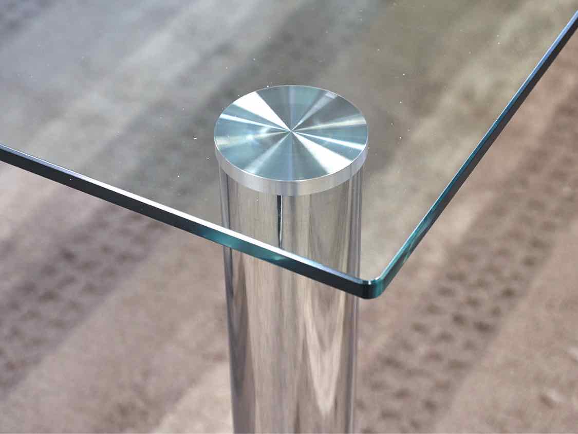 Contemporary Glass Top Dining Table with Chrome Legs