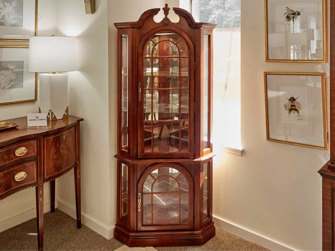 Lighted Cherry Corner Cabinet W/ Two Doors