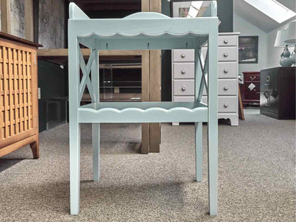 Pair of Pale Blue Cottage Side Tables with Lower Shelf
