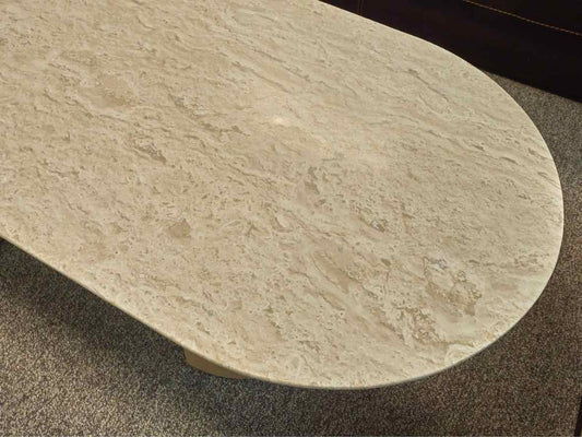 Crate & Barrel ' Vernet' Oval Travertine Top Cocktail Table