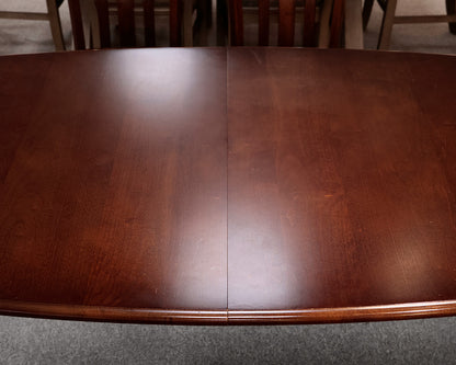 Bassett Dining Dark Mahogany Boat-Shaped Dining Table With 8 Chairs