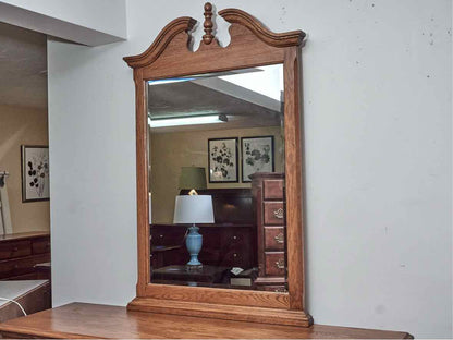 Jamestown Sterling Oak 7 Drawer Dresser with Pediment Mirror