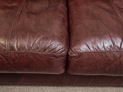 Robinson & Robinson 'Cognac' Leather Loveseat With Nailhead Trim & Bun Feet