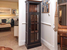 Distressed Black Finish Glass Door & Sides 4 Shelf Display Cabinet
