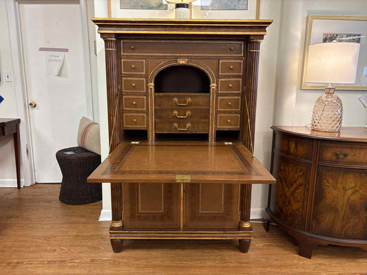 Maitland-Smith Biedermeier-Style Leather Secretary Desk