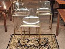 Set of 6 Acrylic Counter Stools with Gold Metal Base
