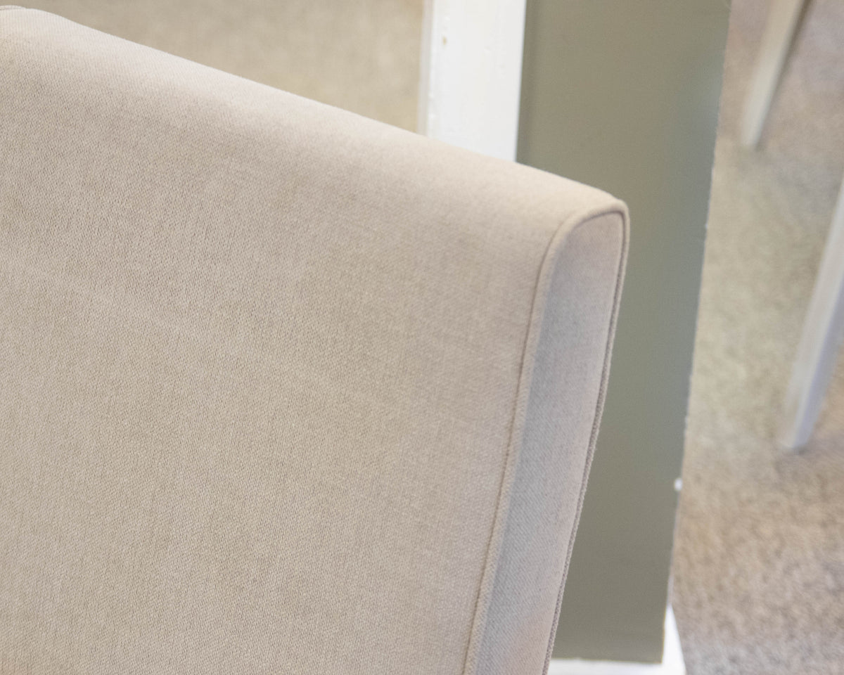 Restoration Hardware Set of 6 Jakob Fabric Dining Side Chairs in "Latte"