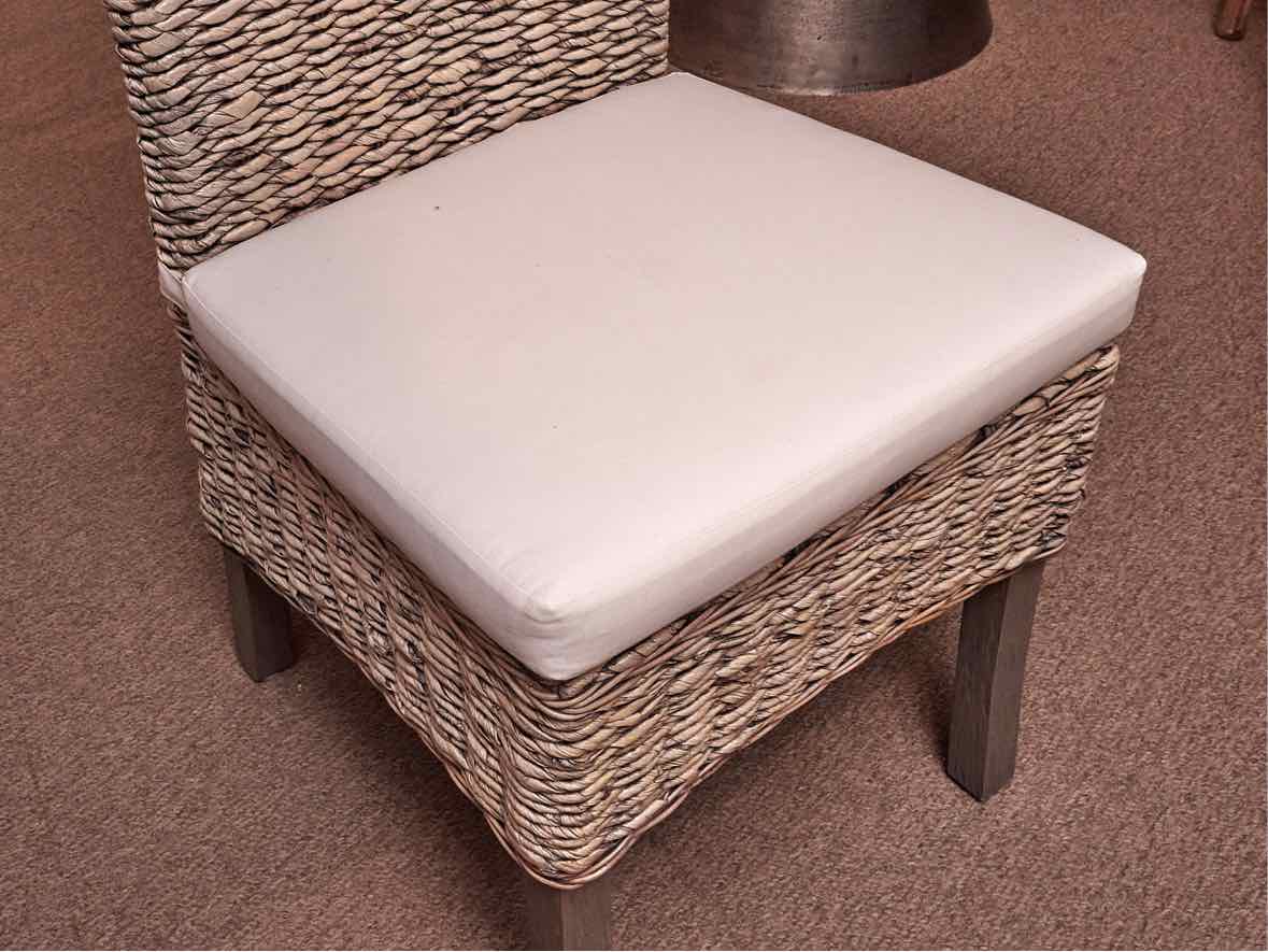 Set of 6 Whitewashed Banana Leaf Side Dining Chairs