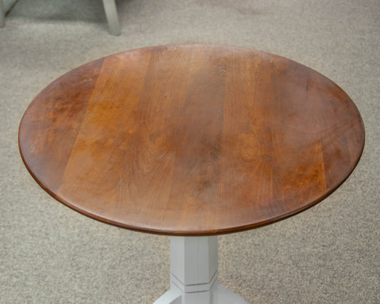 Soild Cherry Top Dining Table with White Finish Pedestal Base