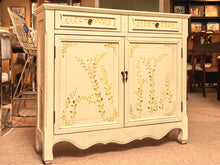 Celadon Finish Handpainted Accents 2 Drawer 2 Door Console