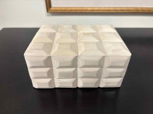 Small Decorative Box with 3D Cubes in Ivory