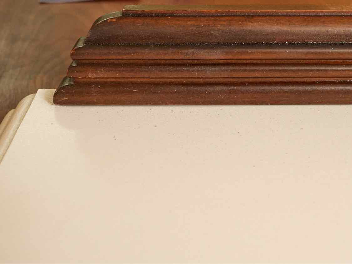 Walnut & Arctic White Finish 4 Drawer Chest with Carved Accents