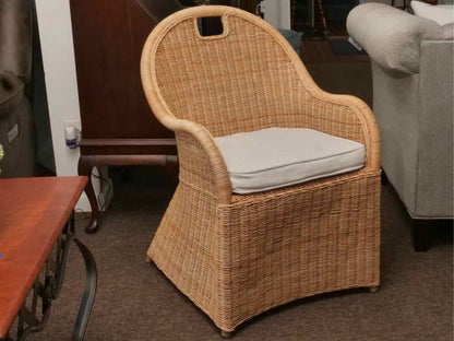 Set of 4 Serena & Lily Natural Wicker Arm Dining Chairs