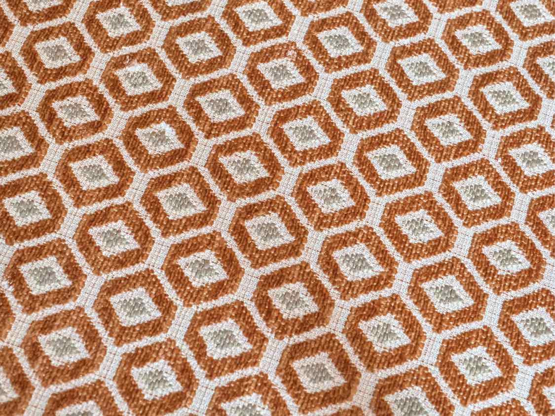 Pair Of Transitional Occasional Rust & Gold Geometric Chairs