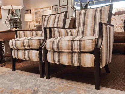 Pair Of  Sam Moore Black,Gray ,Tan,Ivory Striped Upholstered Chairs