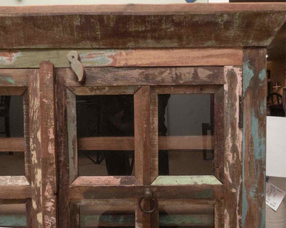 Reclaimed Wood 2 Glass Pane Door Media Furniture