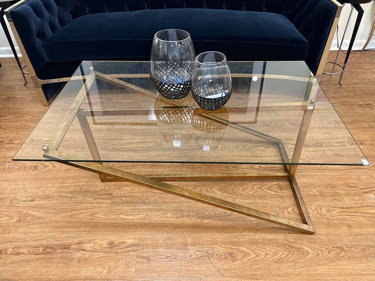 Contemporary Glass Top Cocktail Table