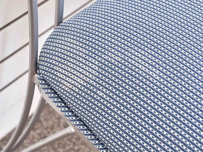 Set of 4 Regal Dining Chairs in Blue Uphostery with Silver Finish Frame