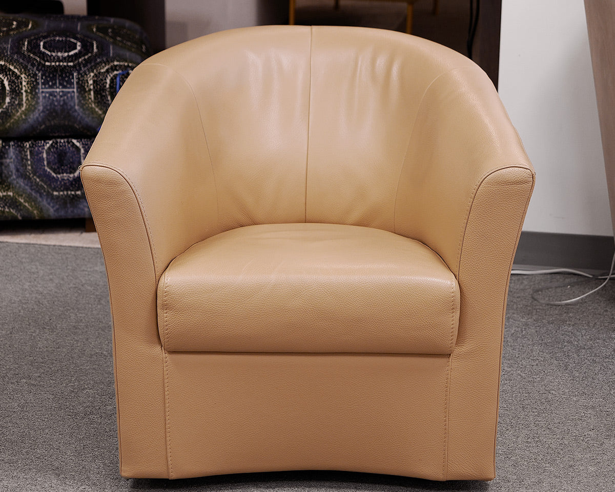 ROM Khaki Leather Swivel Chair