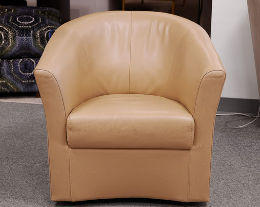 ROM Khaki Leather Swivel Chair