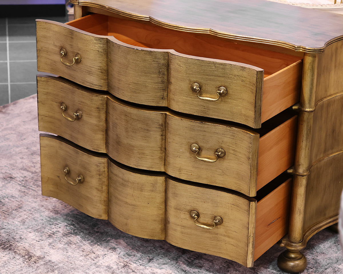 Ethan Allen Serpentine Accent Chest in Gold Leaf Finish