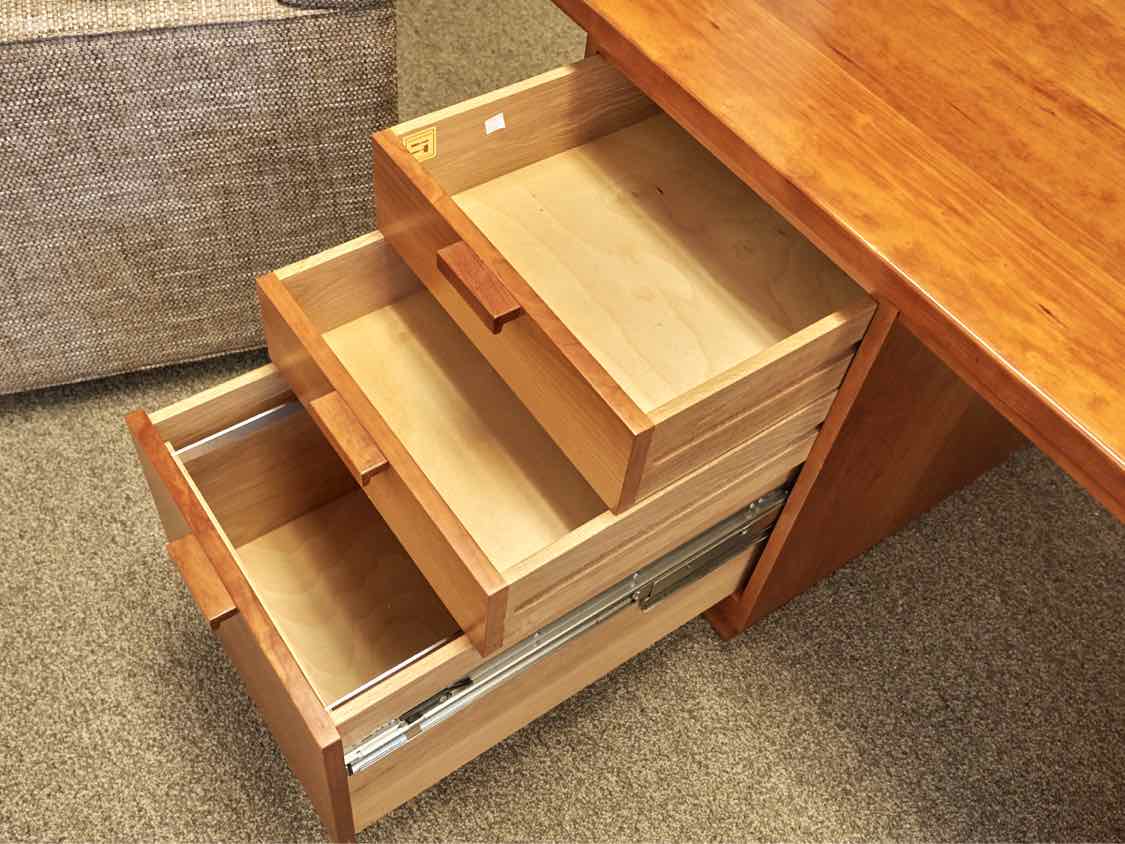 Charles Webb Custom Mid-Century Modern Desk in Cherry with Low Hutch
