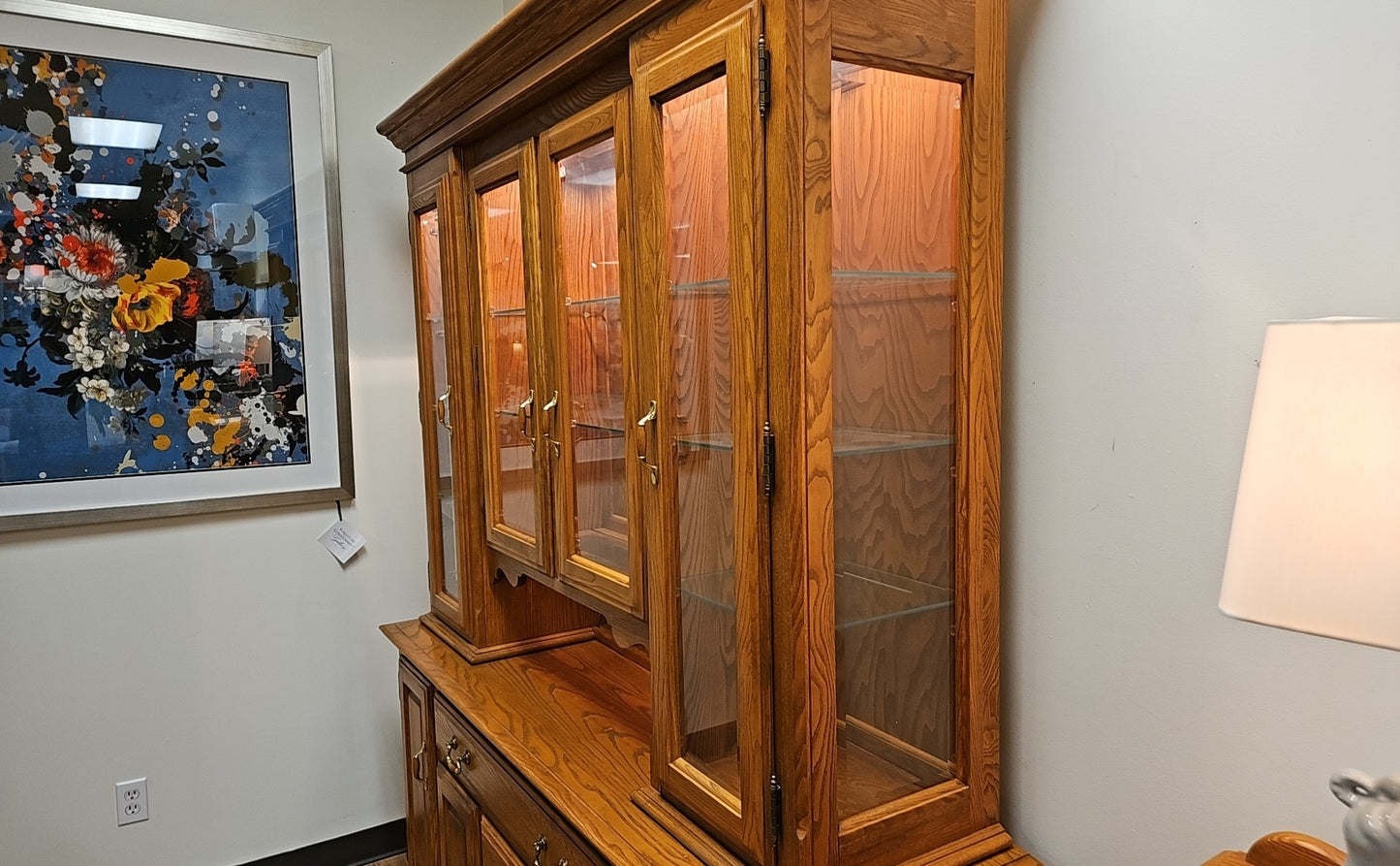 S.Bent & Bros. Ash Server w/ Lighted Hutch