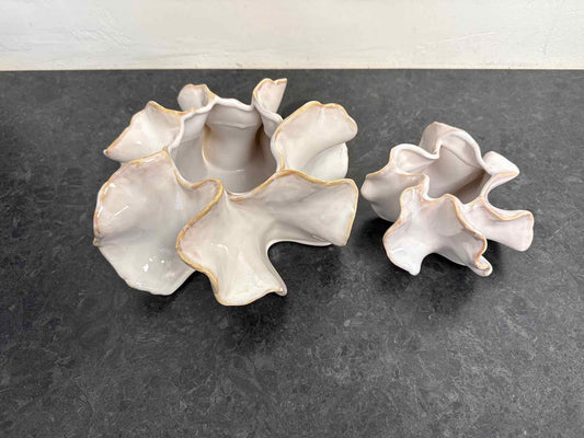 Set of 2 Organic Ruffle Ceramic Planters