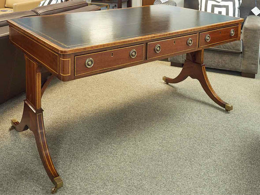 Mahogany Empire Style Partners Desk with Black Leather Top