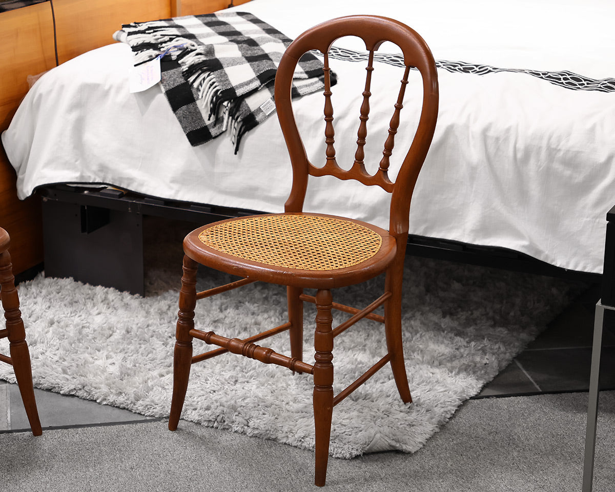 Pair of Balloon Back Chairs and Stool with Cane Seats